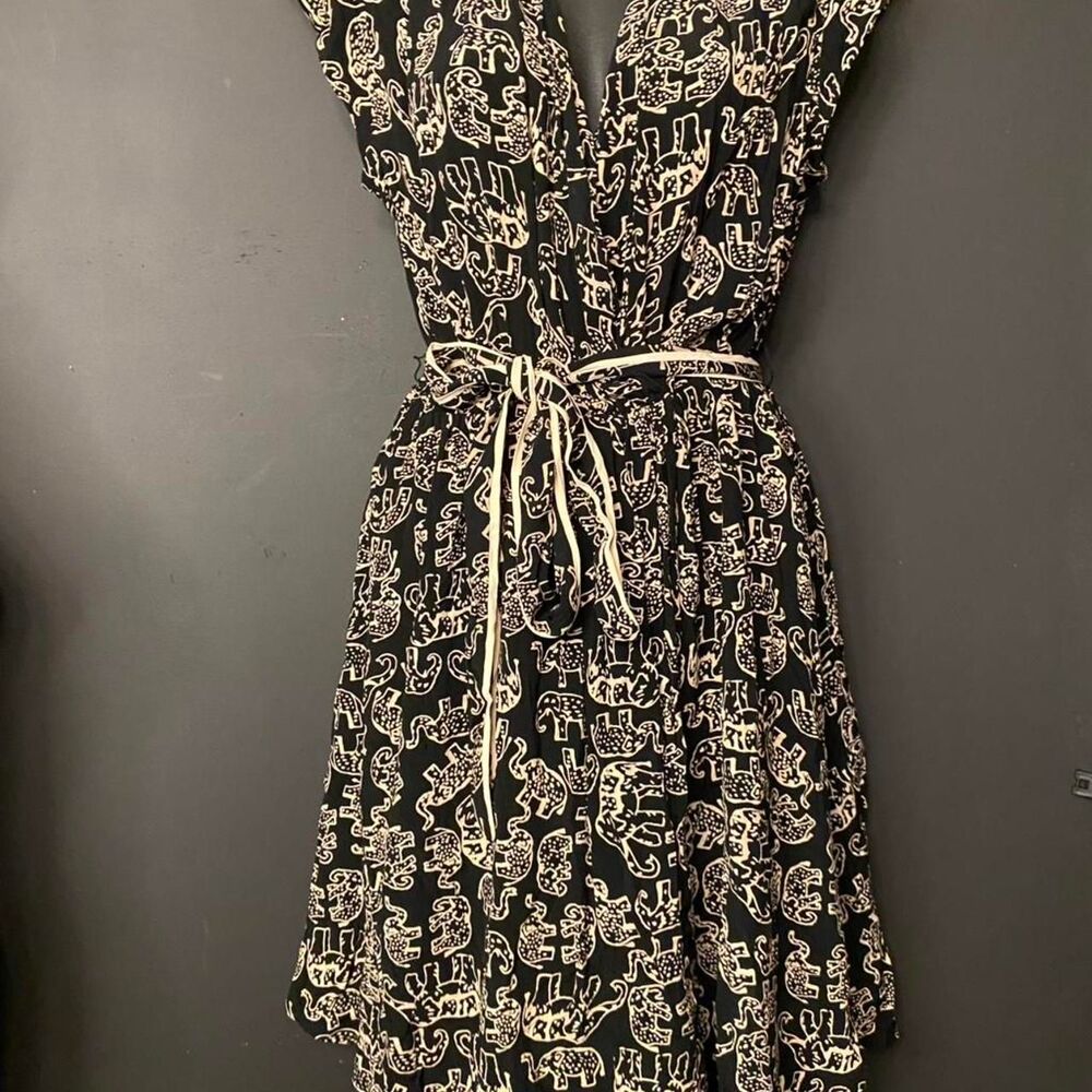 Anthropologie Maeve Black & White Elephant Dress
